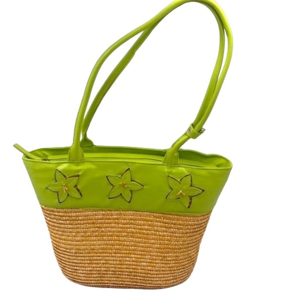 Bath & Body Works Handbags - Bath & Body 👜 Works Lime Green Woven Bucket Shoulder Bag